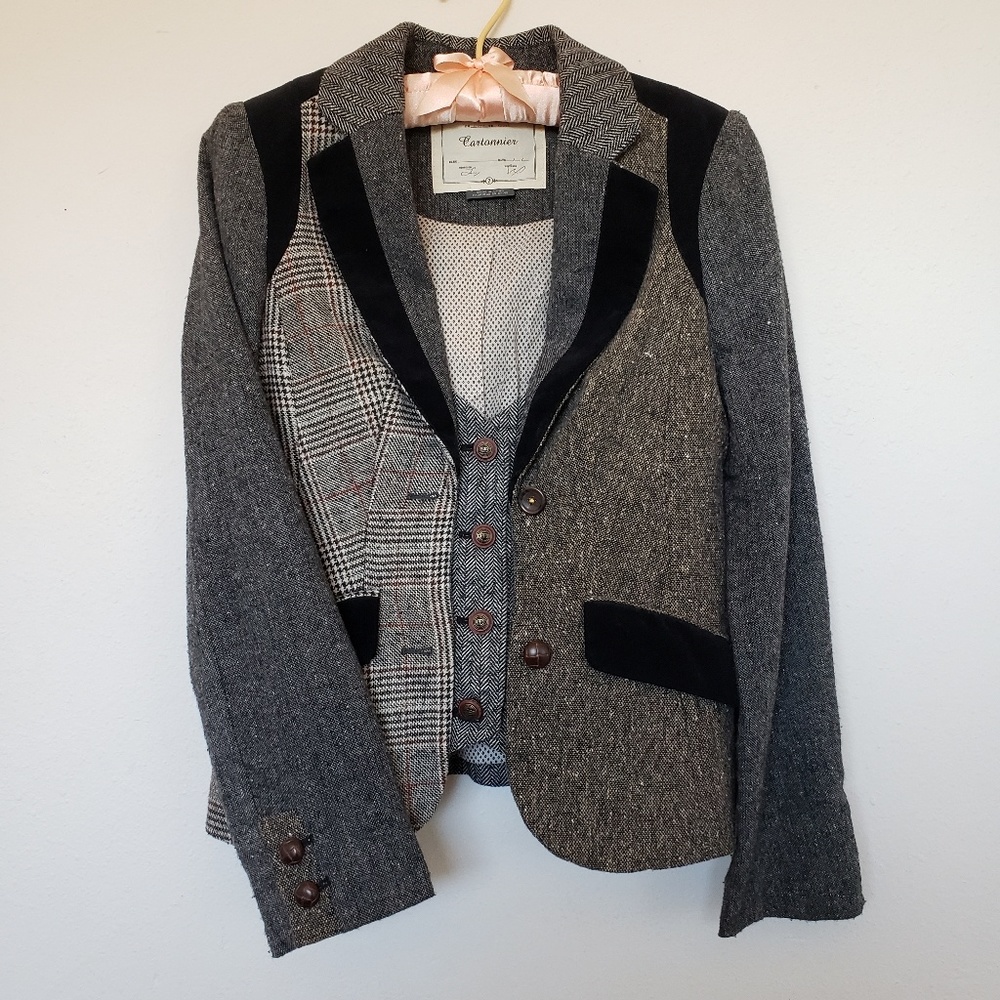 Anthropologie Cartonnier Mixed Tweed Blazer Size 2